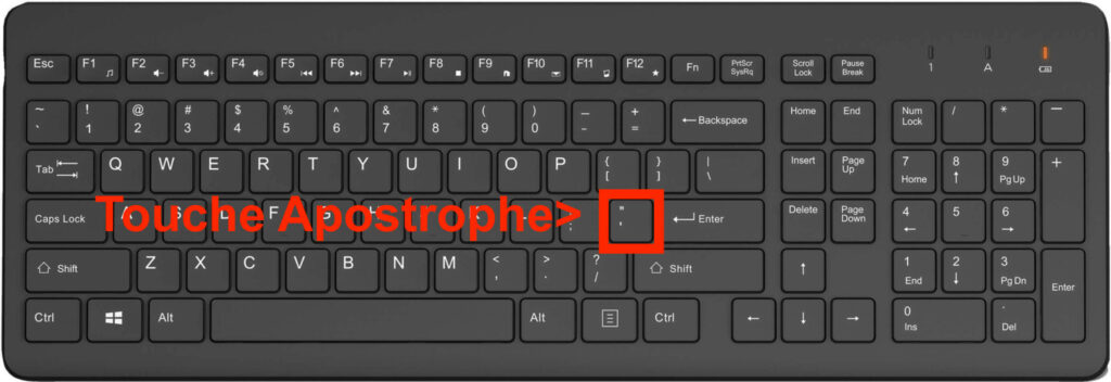 Touche Apostrophe sur clavier QWERTY