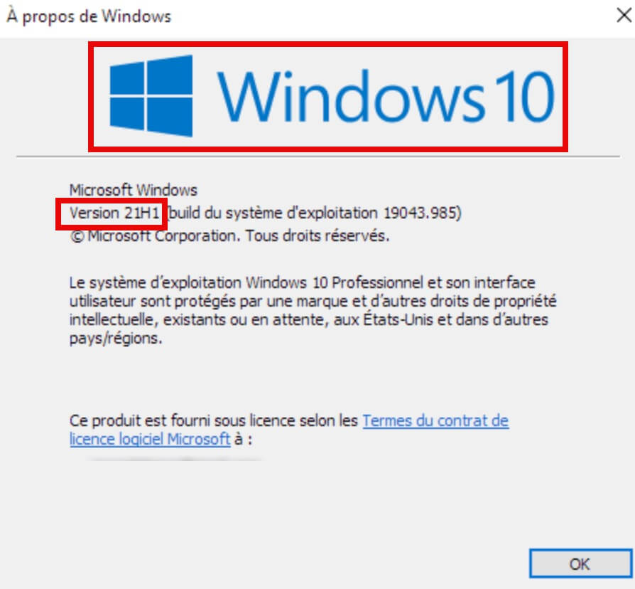 vérifier version Windows avec la commande winver