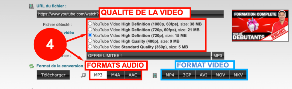 Format et qualité de la vidéo clipconverter
