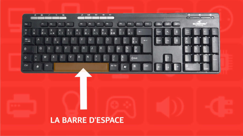 la barre d'espace du clavier d'ordinateur