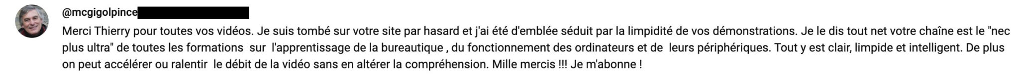 Commentaire d'une personne